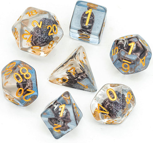 Nautical Voyager Dice Set - Sailboat Encased in Resin (7 Dice)