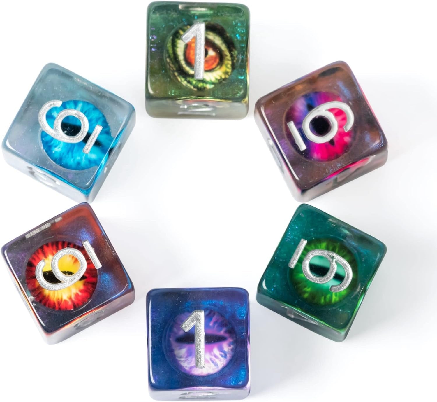 Ocular Mystique Dice Set - Blue Eyeball Resin Dice (7 Dice)