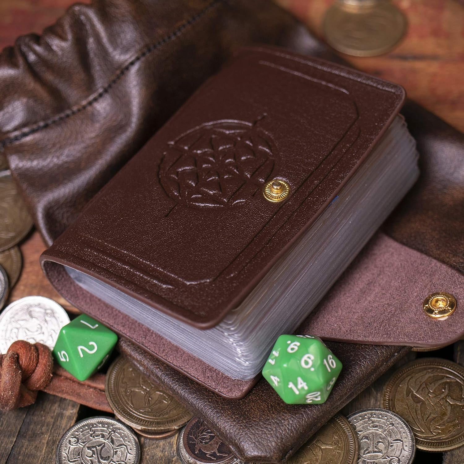 Tome of Recollection - Leather Spellbook Card Holder with Dry Erase Playing Cards