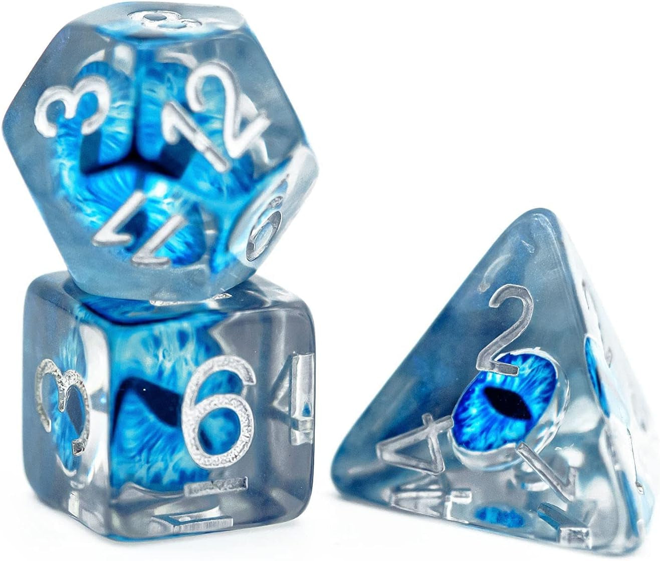 Ocular Mystique Dice Set - Blue Eyeball Resin Dice (7 Dice)